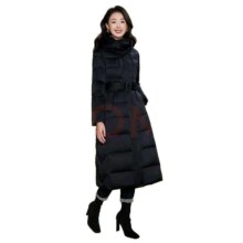 需入会，plus：黛玛诗 过膝连帽羽绒服 女（附腰带） 黑色 XL