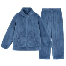 plus会员：京东京造 珊瑚绒家居服 7A抗菌 男士 翻领开衫套装