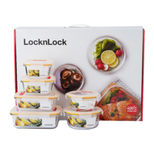 乐扣乐扣（LOCK&LOCK）保鲜盒 微波炉饭盒耐热玻璃便当盒6件套  LLG445S914