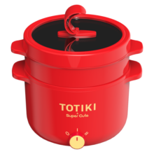 拓几（TOTIKI） 电煮锅多功能电热锅家用不粘电炒锅宿舍学生小嗨锅寝室电蒸锅烤涮一体锅煮面炖火锅 2L 中国红-蒸笼款