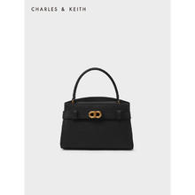 CHARLES & KEITH 金属扣带饰手提包 CK2-50270880 Black黑色 S