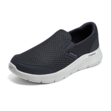 斯凯奇（Skechers）男鞋子休闲运动缓震健步一脚蹬舒适轻便216485 海军蓝色/灰色/NVGY 40