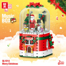 哲高圣诞飘雪城堡音乐盒积木拼装创意礼物送女生闺蜜少女心节日礼物 圣诞屋音乐盒-355PCS