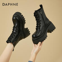 DAPHNE 达芙妮 厚底马丁靴女款内增高女靴子秋冬季2024新款英伦风增高短靴