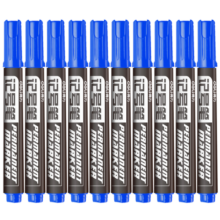 得力(deli)蓝色粗头物流油性记号笔大头笔 10支/盒6881 办公用品