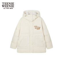 20点开始：Teenie Weenie 小熊 泡芙羽绒 连帽羽绒服外套面包服女 象牙白