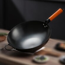 PLUS会员：章状元 章丘炒锅铁锅 无涂层  大师款无耳 盖子铲子 32cm
