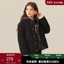 衣恋 KIDS童装冬季新品男女童简约圆领两面穿加厚外套 Black黑色/19（第二批） 140cm