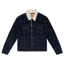 Levi's【情侣同款】李维斯情侣装牛仔棉服外套潮流仿羊羔绒 深牛仔色 S