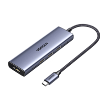 绿联 Type-C拓展坞USB-C分线器雷电4扩展坞千兆网卡口HDMI转接头转换器4K适用IPad Macbook笔记本电脑 6合1【3A1C扩展+4K投屏】百瓦快充