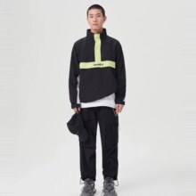 美特斯邦威 春秋时尚单品夹克男时尚色块拼接连帽外套