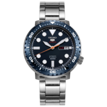 精工（SEIKO）手表  5号小罐头蓝盘钢带自动上链机械男表SRPC63J1生日礼物