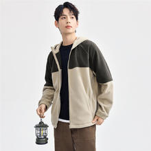 GIORDANO 佐丹奴 抓绒衣男新款摇粒绒拉链夹克拼色连帽插肩袖外套男13074806