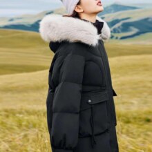 12日20点：雪中飞  大毛领 女士中长款羽绒服 黑色 8056 170/92A