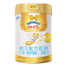 澳优（Ausnutria）荷兰进口能立多幼儿配方奶粉 3段（12-36个月）860g 加量不加价