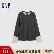 Gap 女装冬季款洋气撞色圆领长袖T恤 836105