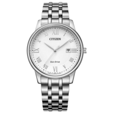西铁城（CITIZEN）手表男日韩表光动能白盘日显钢带极简商务新年礼物BM6970-52A