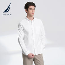 NAUTICA 男装春秋款牛津纺商务休闲衬衣纯色衬衫长袖男