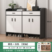 木匠印记 鞋柜简约家用大容量防尘储物客厅防潮鞋架实木生态板鞋柜 【实木】莫兰迪灰色 120cm