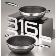 PLUS会员：传世家徽（Muceski）不粘锅炒锅316L不锈钢 30cm