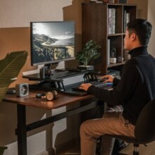 北弧（Brateck）办公升降台北弧坐站办公升降台双台面升降电脑桌小台面小仙桌D460 D460黑|明星款小仙桌|个性DIY