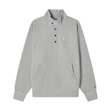 Champion 冠军情侣加绒卫衣男24冬季新款按扣半高领保暖上衣女红色