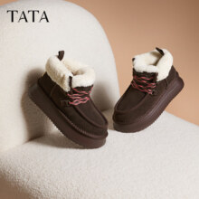 19日20点：TATA 他她  雪地靴女靴 棉鞋冬季新WG301DD3 深啡 36