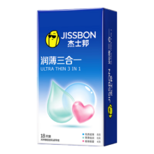 PLUS会员：杰士邦 润薄三合一18只安全套