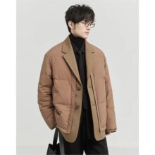 伯爵卓尔 拼接假两件 西装领 厚款羽绒服男冬