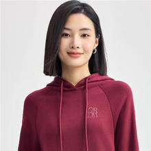 佐丹奴 直筒长裙女24冬加绒垂感直筒裙刺绣开叉连帽连衣裙05464868