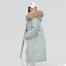 12日20点：雪中飞  羽绒服 女士 连帽长款 灰绿 160/84A