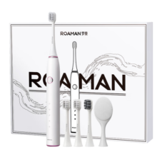 罗曼（ROAMAN） 电动牙刷成人男女朋友学生情侣声波软毛智能牙刷套装生日节日元旦圣诞礼物T10X-B 小果刷白桃【一年续航】
