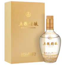 五粮液股份出品 五粮精酿拉丝金 浓香型白酒 过年送礼 52度 500mL 1瓶