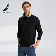 NAUTICA 诺帝卡 男装春秋款商务翻领T恤棉氨珠地拼色休闲POLO衫男