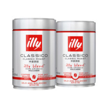 ILLY意利黑咖啡意式拼配 中度烘焙阿拉比卡咖啡豆250g*2罐装
