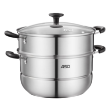 爱仕达（ASD）蒸锅 26CM不锈钢二层复底蒸锅蒸笼燃气电磁炉通用QVL1526WG