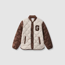 Gap 2024秋季新款 小立领波浪绗线羽绒服 卡其色 641840 120cm(6-7岁) 亚洲尺码