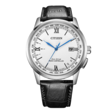 西铁城（CITIZEN）手表男日韩表光动能电波白盘日显皮带商务新年礼物CB0150-11A