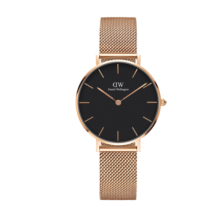 丹尼尔惠灵顿（DanielWellington）dw手表女 流金女士手表简奢石英欧美腕表 生日礼物送女友 32mm玫边黑盘玫金钢带-DW161