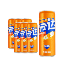 plus会员（换购）：可口可乐 芬达Fanta橙味摩登罐 碳酸饮料330ml*6罐