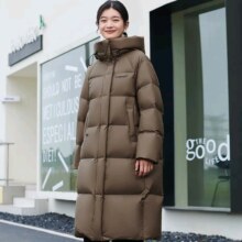 坦博尔 旷野美拉德羽绒服女 长款连帽宽松TD236830 云母棕 175/96A
