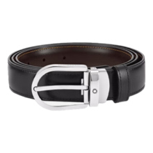 万宝龙（MONTBLANC）腰带男士奢侈品经典椭圆形针扣皮带黑色/棕色38157/128135