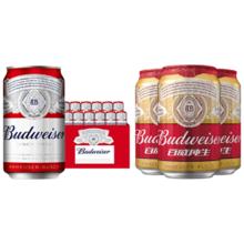 百威 淡色拉格啤酒 330ml*12听+经典纯生 330ml*3听 组合装