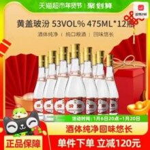 汾酒 黄盖玻汾 53度 清香型白酒475mL*12瓶