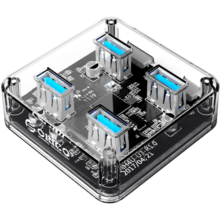 奥睿科(ORICO)USB3.0分线器4口HUB扩展坞转换器笔记本台式电脑一拖四集线器延长线带供电接口透明MH4U