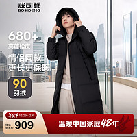 BOSIDENG 波司登 男女款长款羽绒服 B10145171 黑色 175/92A
