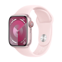 Apple/苹果 Watch Series 9 智能手表GPS+蜂窝款41毫米粉色铝金属表壳亮粉色运动型表带S/M MRJP3CH/A