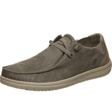 斯凯奇（Skechers）男鞋夏季商务休闲鞋季百搭时尚帆布鞋舒适复古一脚蹬66387 卡其色/KHK 41