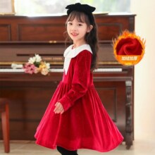 限尺码：Hercastlè 女童 加绒加厚红色连衣裙