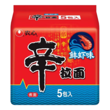 农心辛拉面方便面经典泡面辣白菜拉面袋装速食面多口味多连包 辛拉面鲜虾5连包